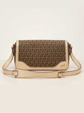 Vintage Fendi Monogram Logo Baguette Zucca Shoulder Bag